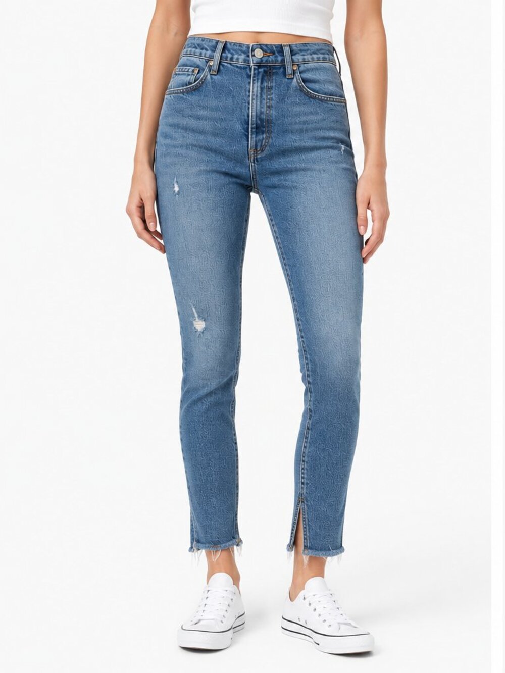 Agolde Nico Slim High Rise Jeans Womens Size 25 Blue Distressed Slits Button Fly
